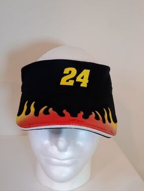 Nascar Black Visor with Yellow '24' and Flame Trim